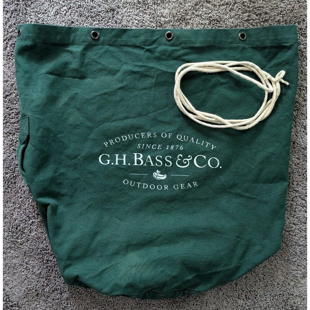G.H. Bass Heavy Canvas Duffle Sling Camp Bag Laundry Sack Green Military Core